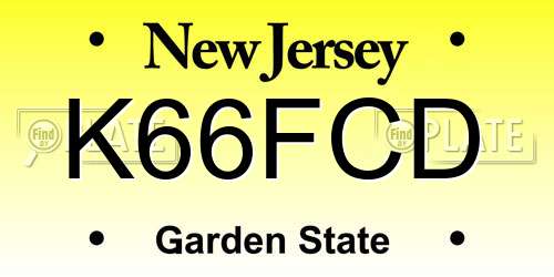 K66FCD New Jersey License Plate