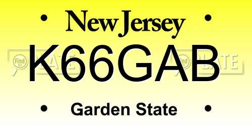 K66GAB New Jersey License Plate