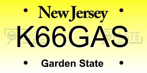 K66GAS New Jersey License Plate