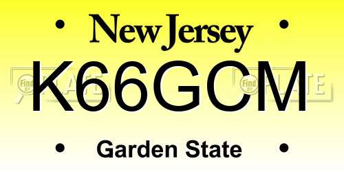 K66GCM New Jersey License Plate