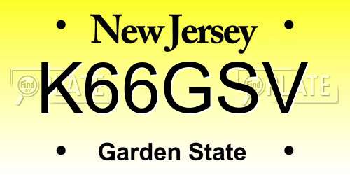 K66GSV New Jersey License Plate