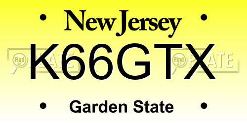 K66GTX New Jersey License Plate