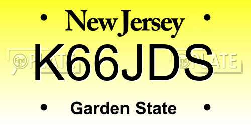 K66JDS New Jersey License Plate