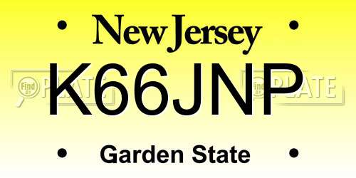 K66JNP New Jersey License Plate