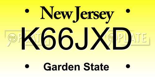 K66JXD New Jersey License Plate