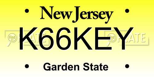 K66KEY New Jersey License Plate