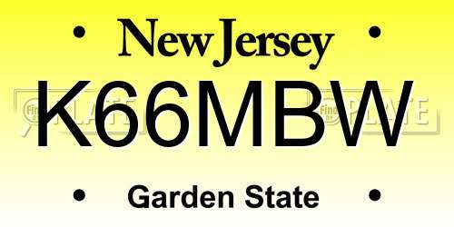 K66MBW New Jersey License Plate