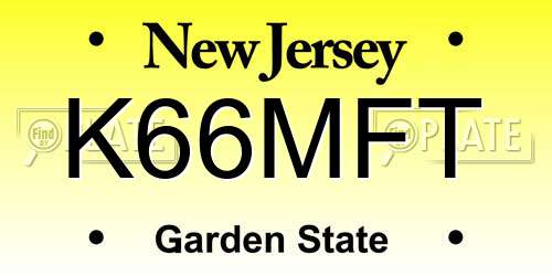 K66MFT New Jersey License Plate
