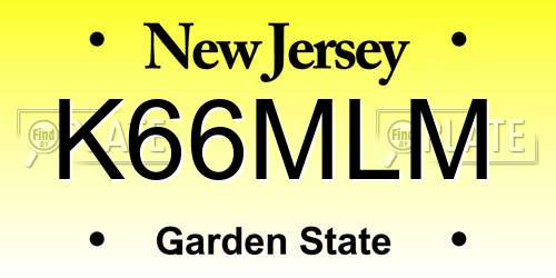 K66MLM New Jersey License Plate