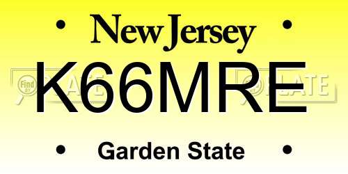 K66MRE New Jersey License Plate