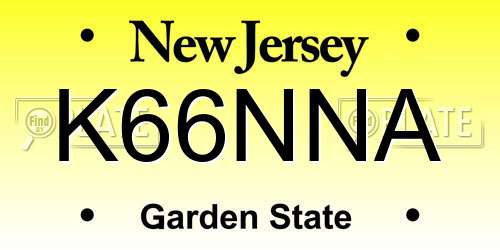 K66NNA New Jersey License Plate