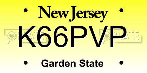 K66PVP New Jersey License Plate