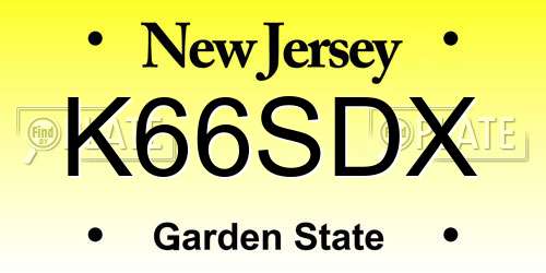 K66SDX New Jersey License Plate