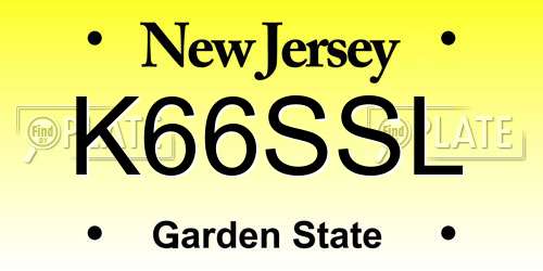 K66SSL New Jersey License Plate