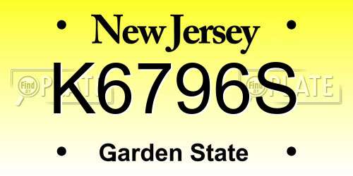 K6796S New Jersey License Plate