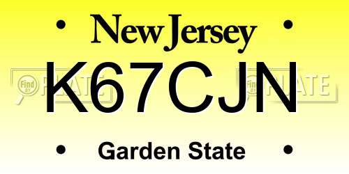 K67CJN New Jersey License Plate