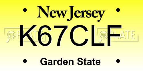 K67CLF New Jersey License Plate