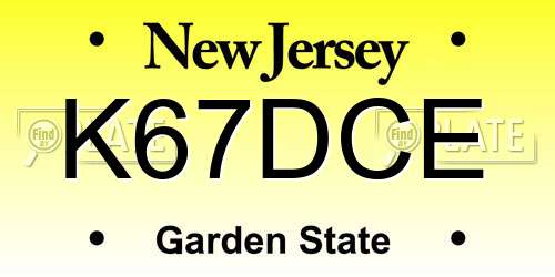 K67DCE New Jersey License Plate