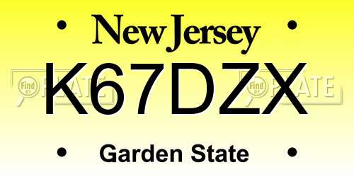 K67DZX New Jersey License Plate
