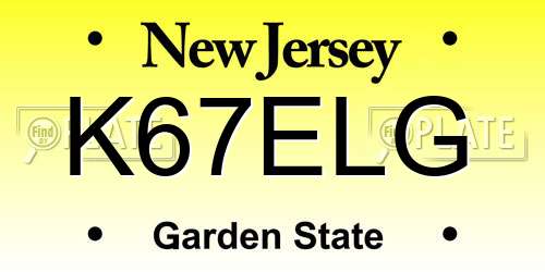 K67ELG New Jersey License Plate
