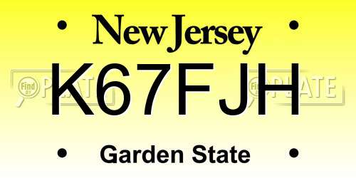 K67FJH New Jersey License Plate