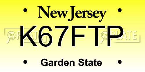 K67FTP New Jersey License Plate