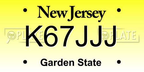 K67JJJ New Jersey License Plate