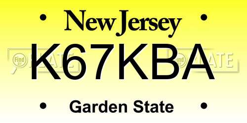 K67KBA New Jersey License Plate