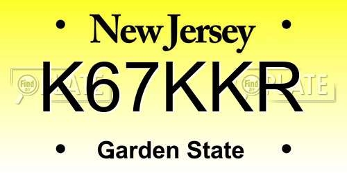 K67KKR New Jersey License Plate