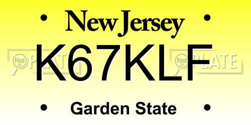 K67KLF New Jersey License Plate