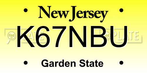 K67NBU New Jersey License Plate
