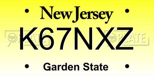 K67NXZ New Jersey License Plate