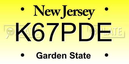 K67PDE New Jersey License Plate