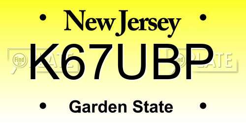 K67UBP New Jersey License Plate