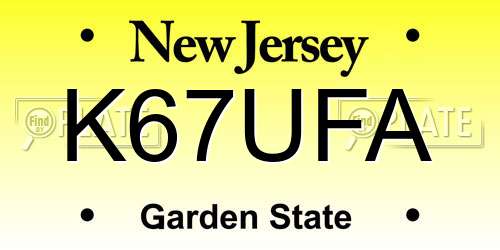 K67UFA New Jersey License Plate