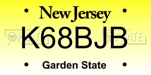 K68BJB New Jersey License Plate