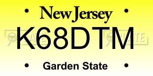 K68DTM New Jersey License Plate