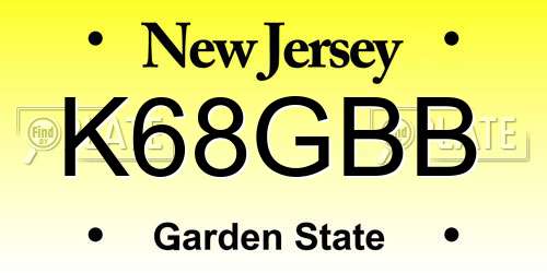 K68GBB New Jersey License Plate