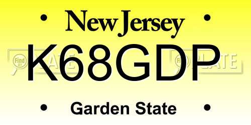 K68GDP New Jersey License Plate