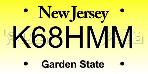 K68HMM New Jersey License Plate