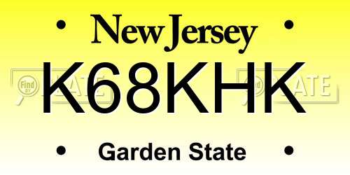 K68KHK New Jersey License Plate