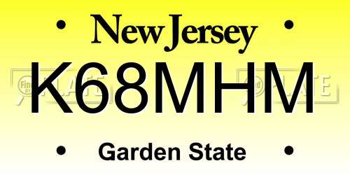 K68MHM New Jersey License Plate