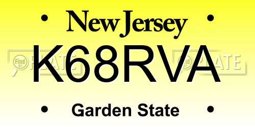 K68RVA New Jersey License Plate