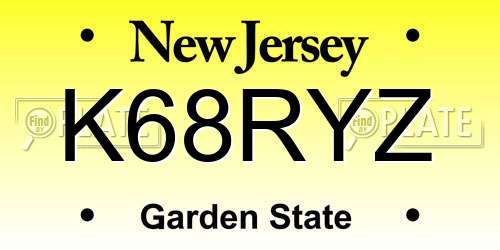 K68RYZ New Jersey License Plate