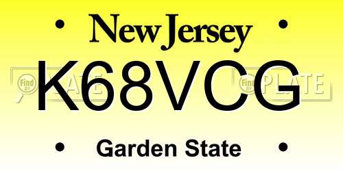 K68VCG New Jersey License Plate