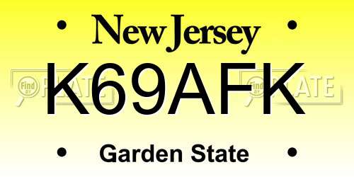K69AFK New Jersey License Plate