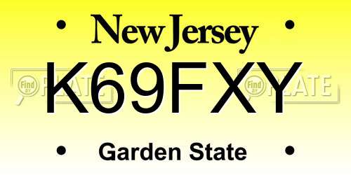 K69FXY New Jersey License Plate