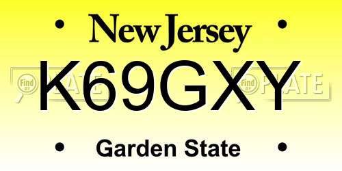 K69GXY New Jersey License Plate