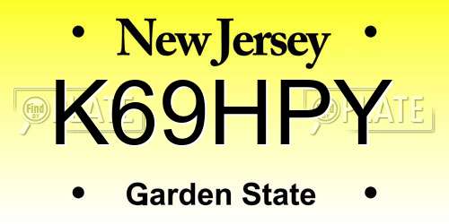 K69HPY New Jersey License Plate