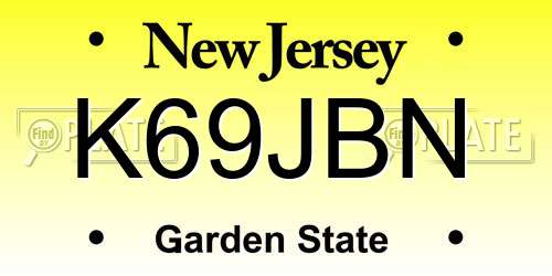 K69JBN New Jersey License Plate